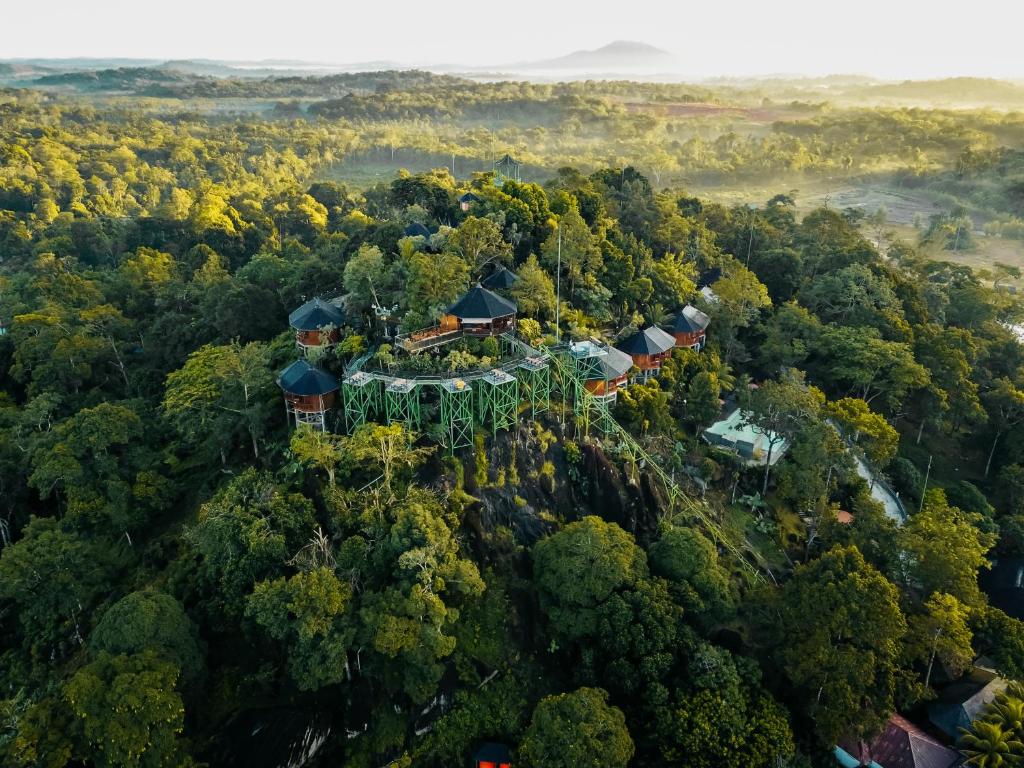 an aerial view of a resort in the middle of a forest at de Bintan Villa in Tenaga