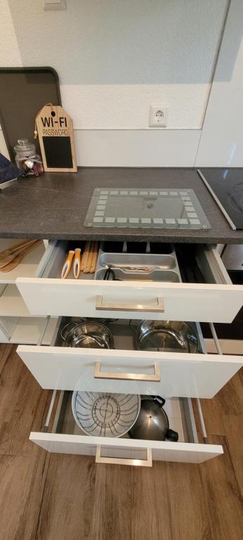 Kuchyň nebo kuchyňský kout v ubytování Apartment am Weinberg Kleinaspach