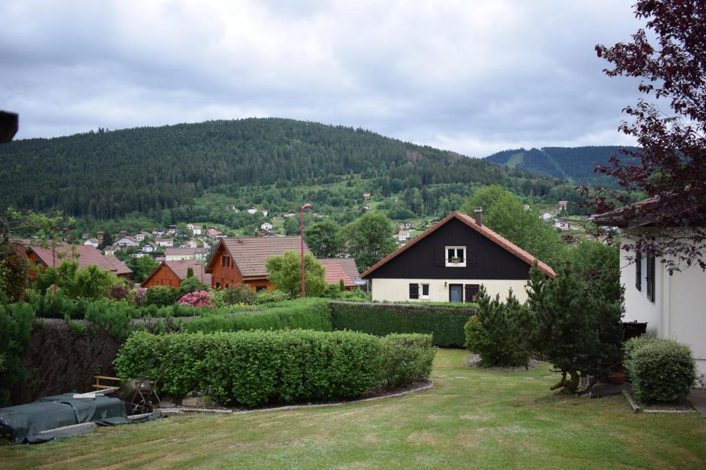 dom na środku podwórza z górą w obiekcie Chez Vivi et Jean Pierre Maison 8 à 9 personnes au calme vue montagne WIFI w mieście Gérardmer