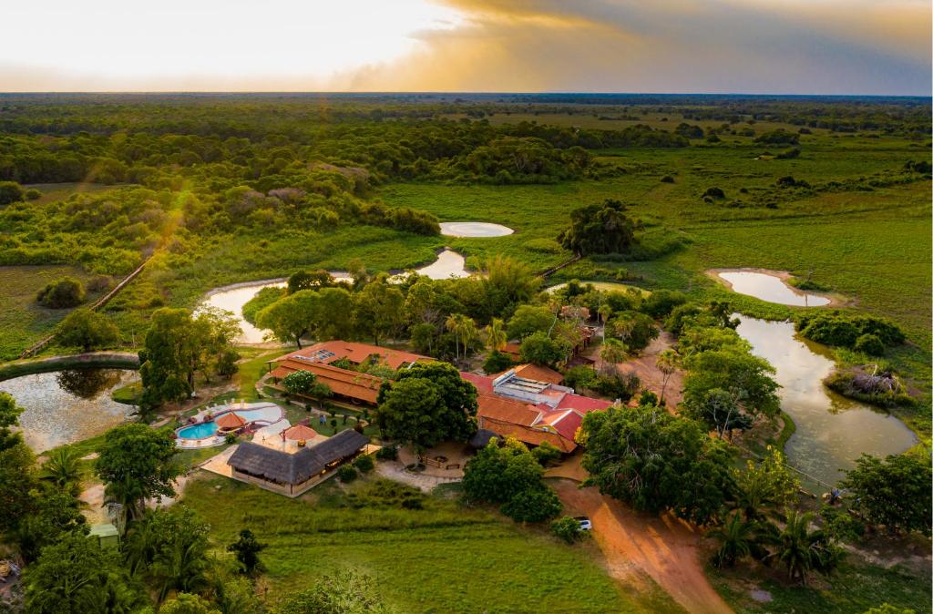 an aerial view of the resort and the river at Pousada Araras Pantanal Eco Lodge in Carvoalzinho