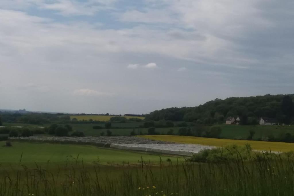 a river in the middle of a green field at meublé entier indépendant en contigu de ma maison in Saint-Georges-sur-Moulon