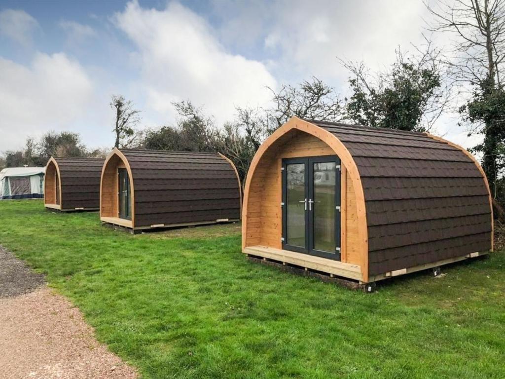 three small cottages in a field with grass at Bluebell - Uk41386 in Brixham