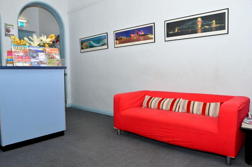 Posezení v ubytování PodBed Sydney