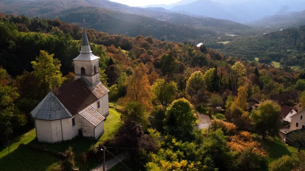 an old church in the middle of a forest at Apartment "Johana" in Brod Moravice