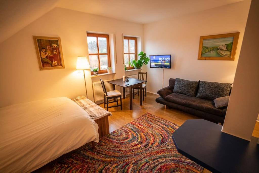 TV a/nebo společenská místnost v ubytování Gemütliches Apartment im wunderschönen Kallmünz