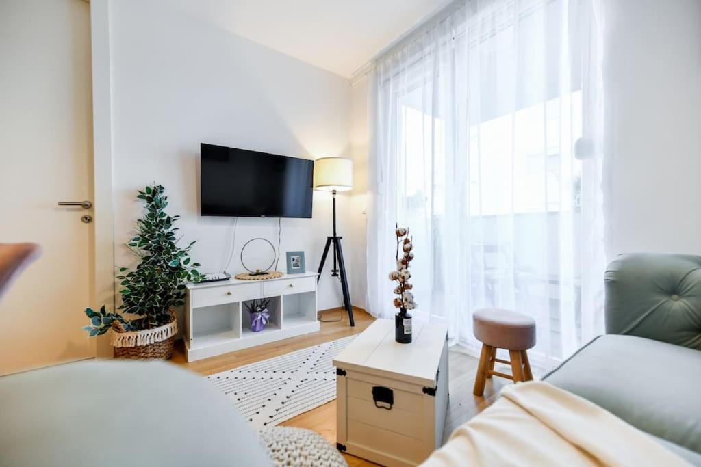 Televízia a/alebo spoločenská miestnosť v ubytovaní Lea Boutique Apartment