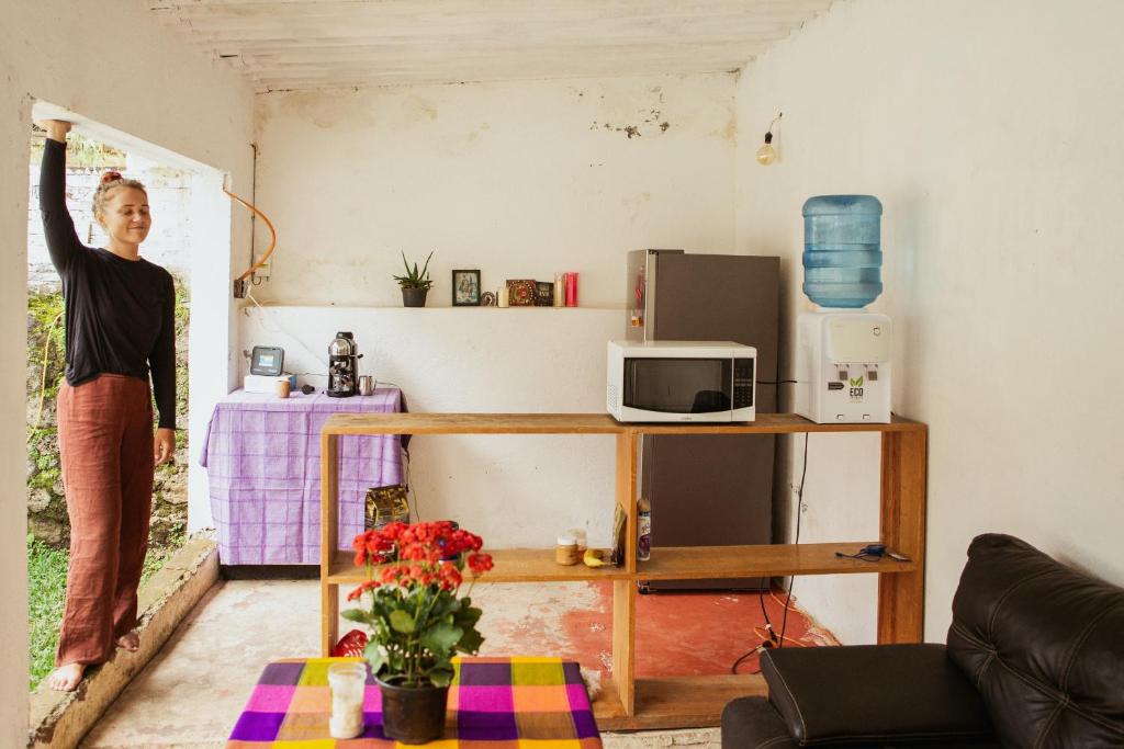 Kuchyň nebo kuchyňský kout v ubytování Hospedaje Temazcaltitla