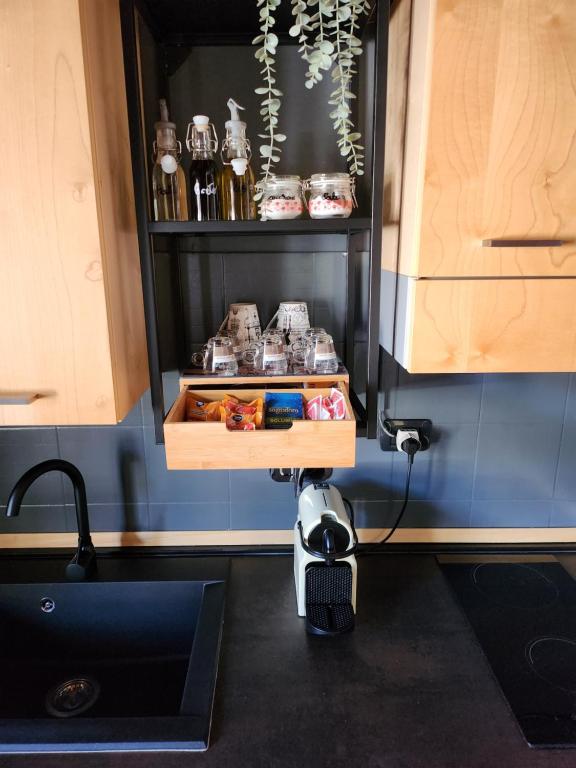 Kuchyň nebo kuchyňský kout v ubytování Stea monolocale loft in villa