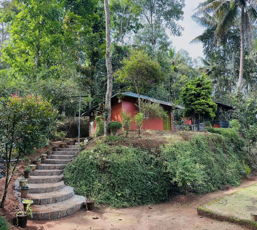 a set of stairs leading to a house at Pepper county farm stay in Munnar