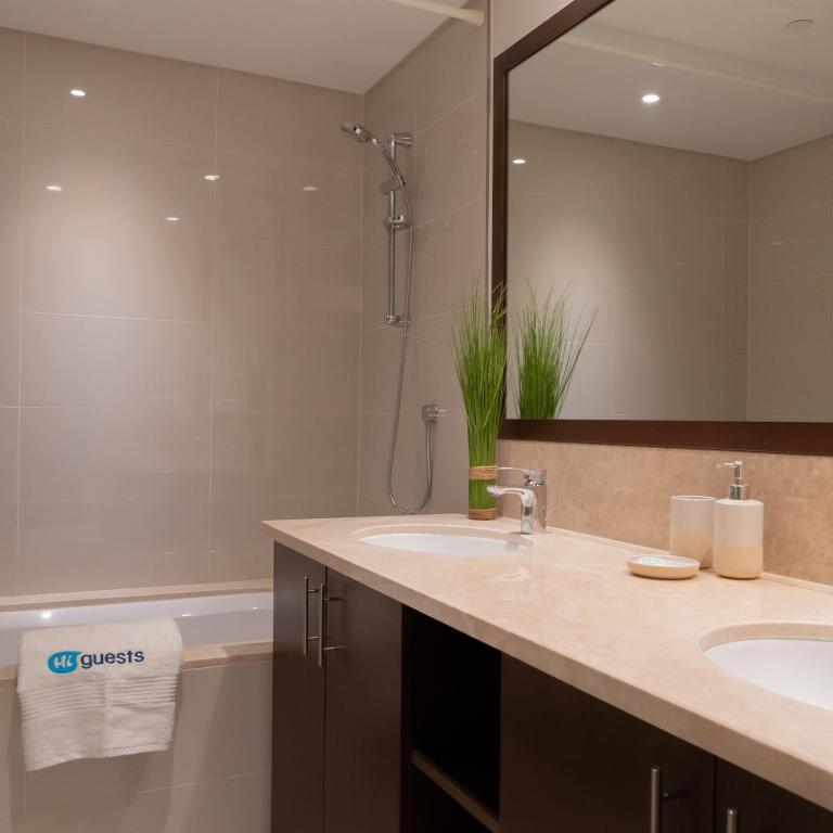 Koupelna v ubytování HiGuests - Elegant Apt With Terrace Minutes from Burj Khalifa