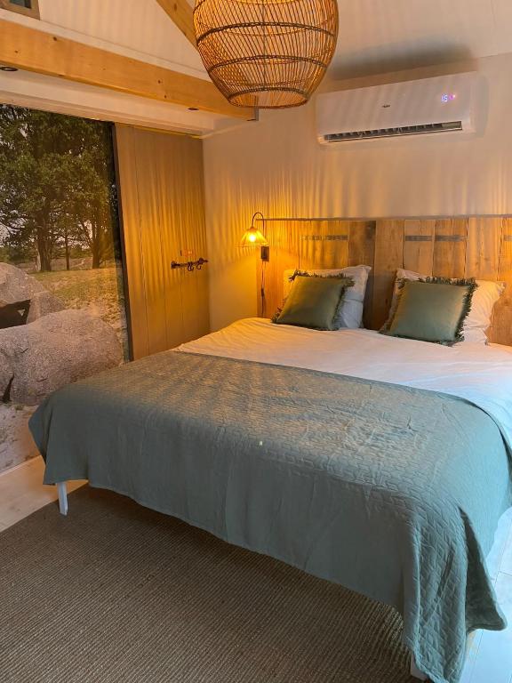een slaapkamer met een groot bed in een kamer bij B&B Stoet & Berre Geheel privé 1 - 4 pers in Assen
