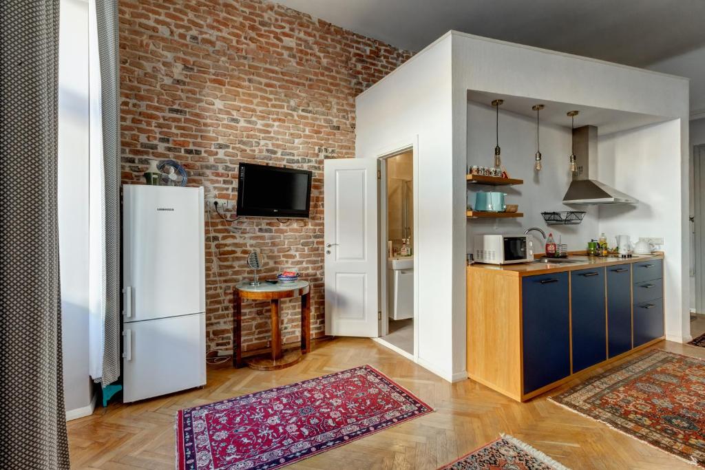 Kuchyň nebo kuchyňský kout v ubytování Apor Apartments