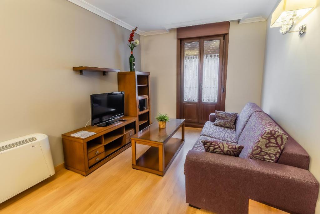 Televízia a/alebo spoločenská miestnosť v ubytovaní Apartamentos & casas rurales Santo Domingo de Silos
