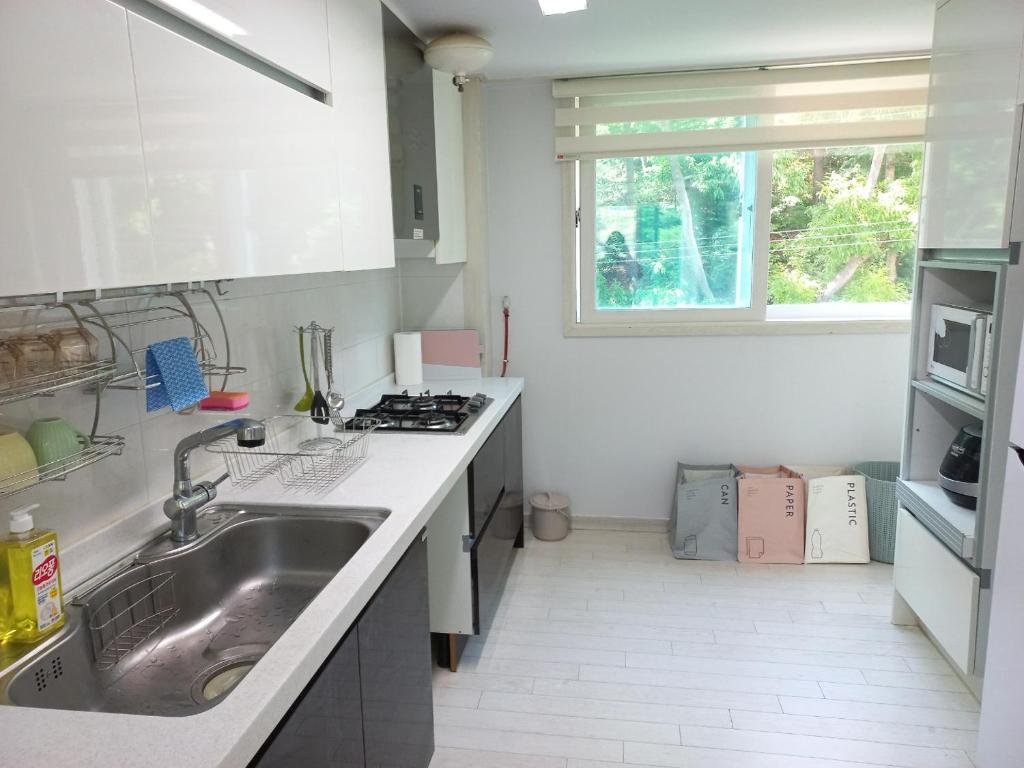 Kuchyň nebo kuchyňský kout v ubytování Gamseong House