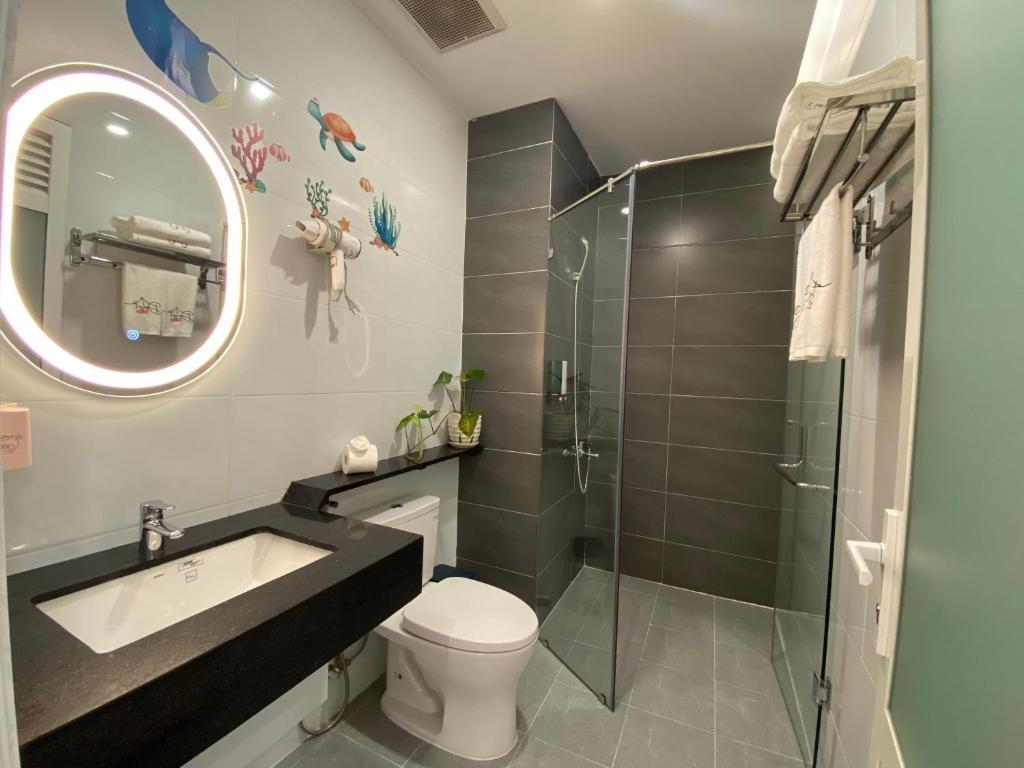 Phòng tắm tại Feliz Dalat Homestay