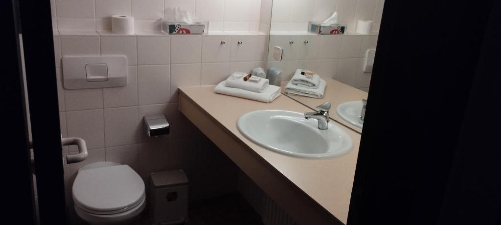 Koupelna v ubytování Hotel am Theater