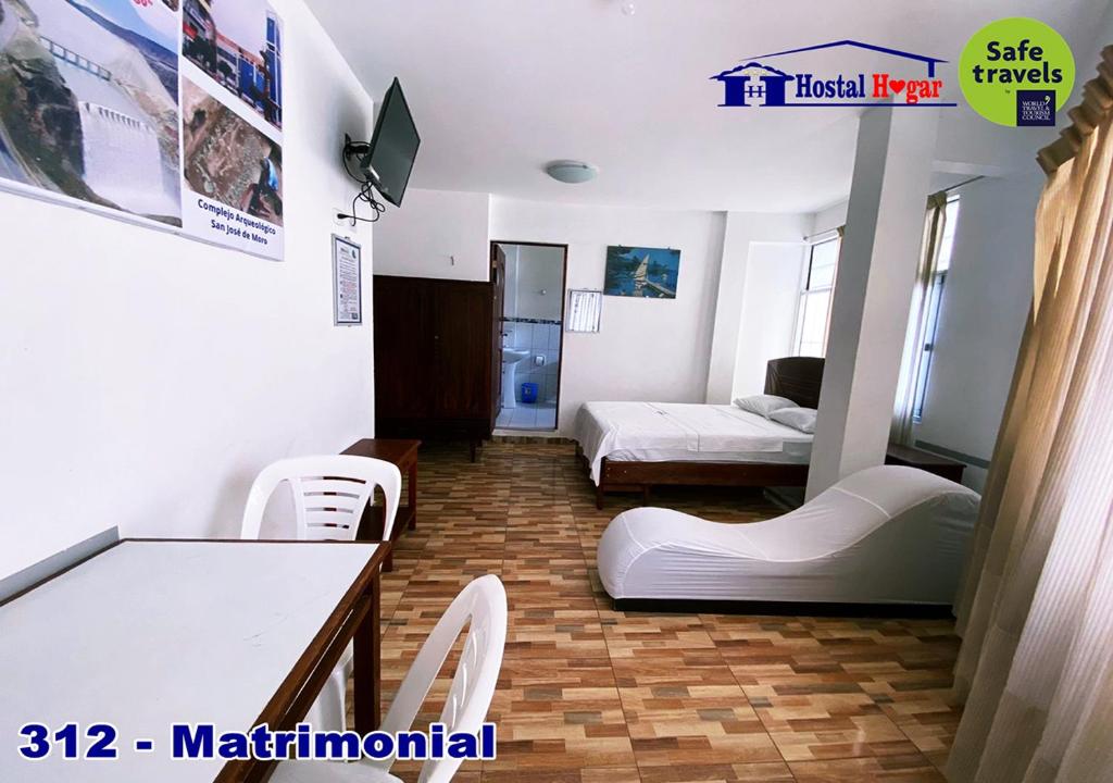 Postel nebo postele na pokoji v ubytování HOSTAL HOGAR 3 Estrellas - CHEPÉN