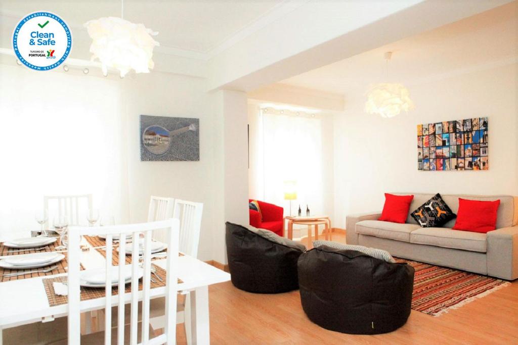 Кът за сядане в Family central apartment in São Pedro do Estoril