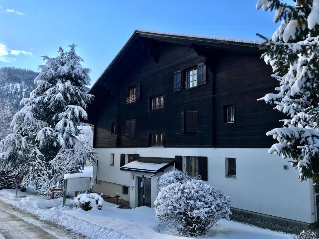 Appartement 53m2 rénové dans un chalet au coeur de Charmey avec vue sur les montagnes v zimě