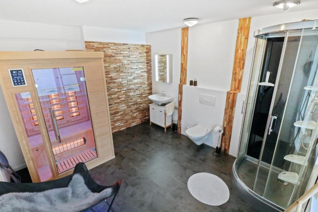 Koupelna v ubytování Appartement confortable avec un sauna