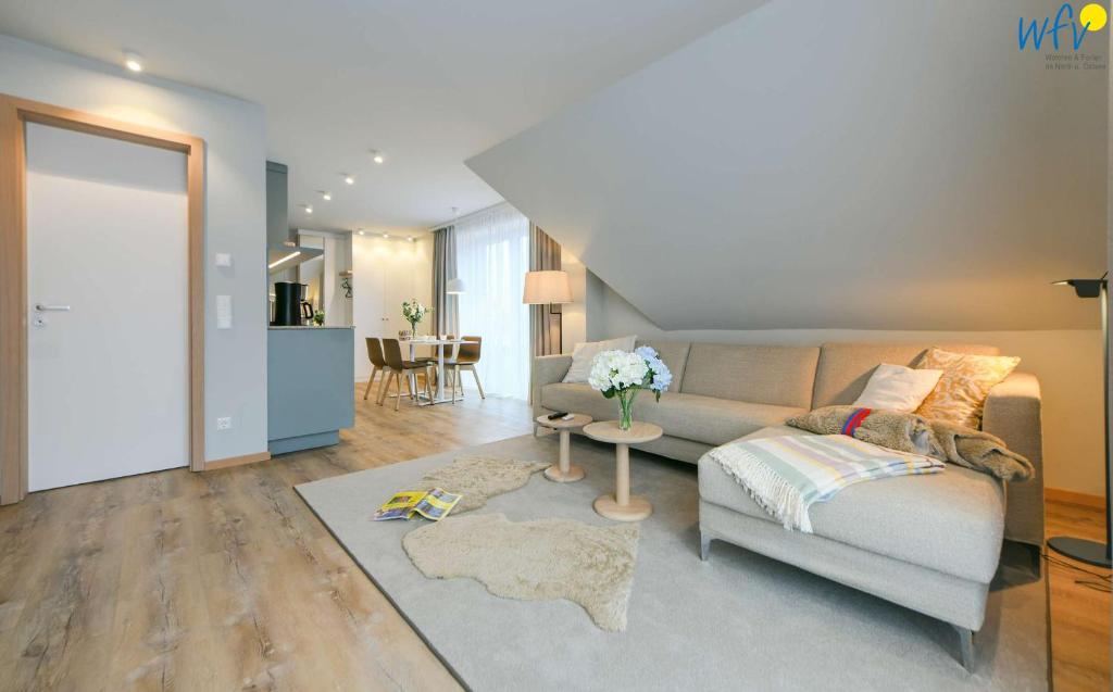 Posezení v ubytování Töwerhus - Wohnung Muschel