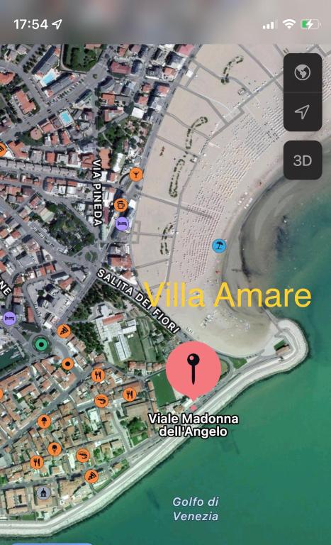 a screenshot of a map of a city with a street at Villa AMARE in Caorle