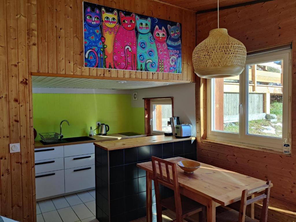 Kuchyňa alebo kuchynka v ubytovaní Chalet Ailleurs Appartement à Molines en Queyras