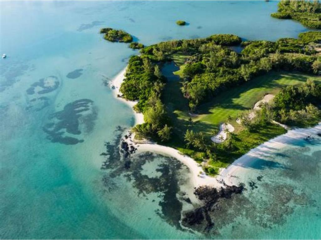 an aerial view of an island in the ocean at Tours In Mauritius including all Taxi Service in Curepipe