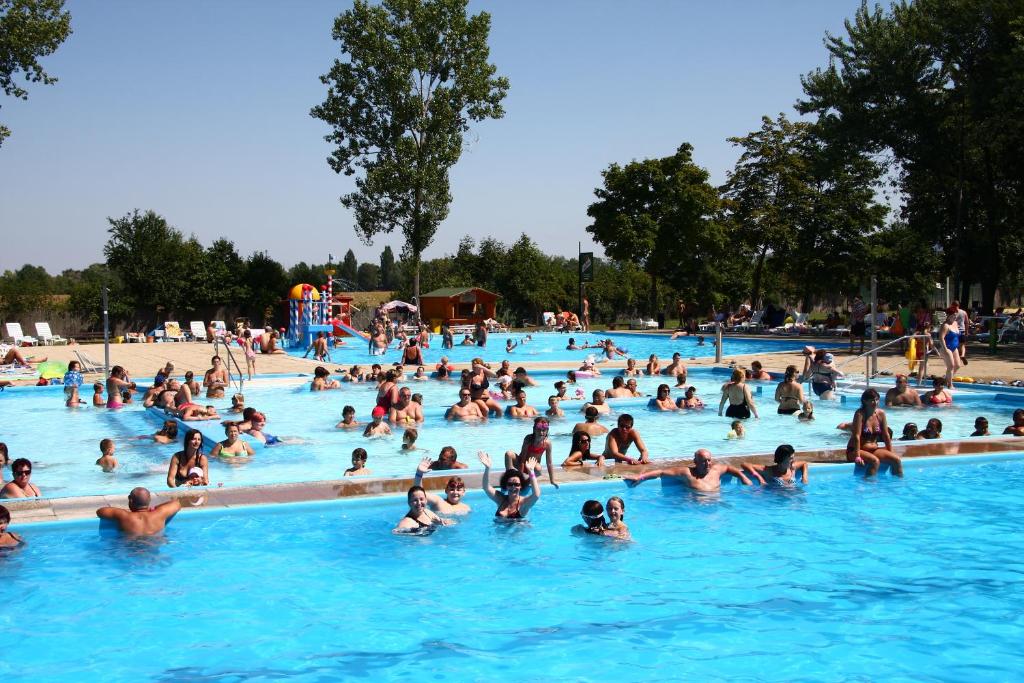 Bazén v ubytování Chatova osada Family Resort Thermalpark inclusiv nebo v jeho okolí