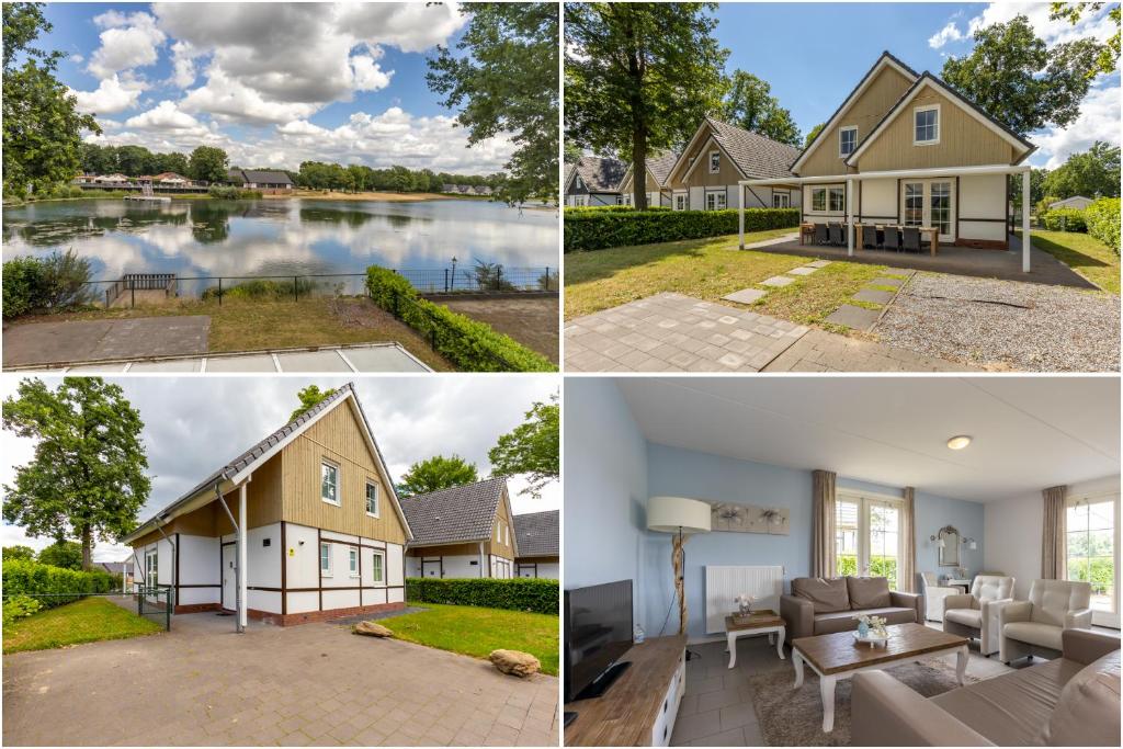 een collage van vier foto's van een huis bij Villa WaterGeluk ҉ in Susteren