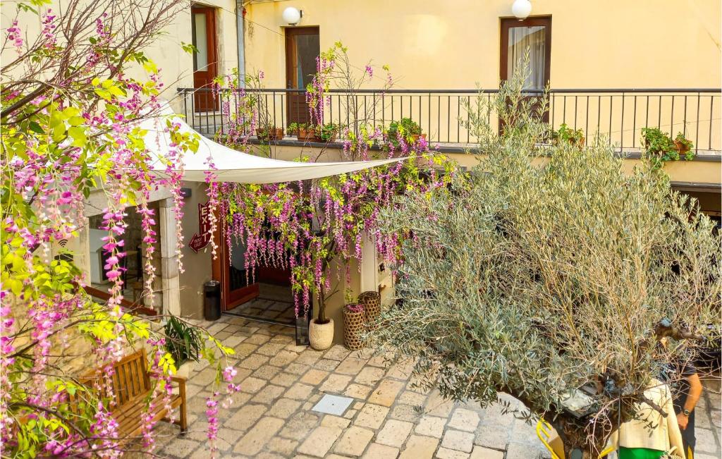 un patio con un montón de plantas y flores en Amazing Apartment In Palit With Kitchen en Palit