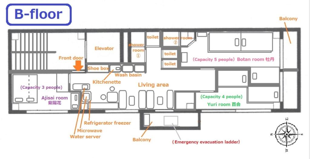 Půdorys ubytování GUEST HOUSE B's FiveⅡ