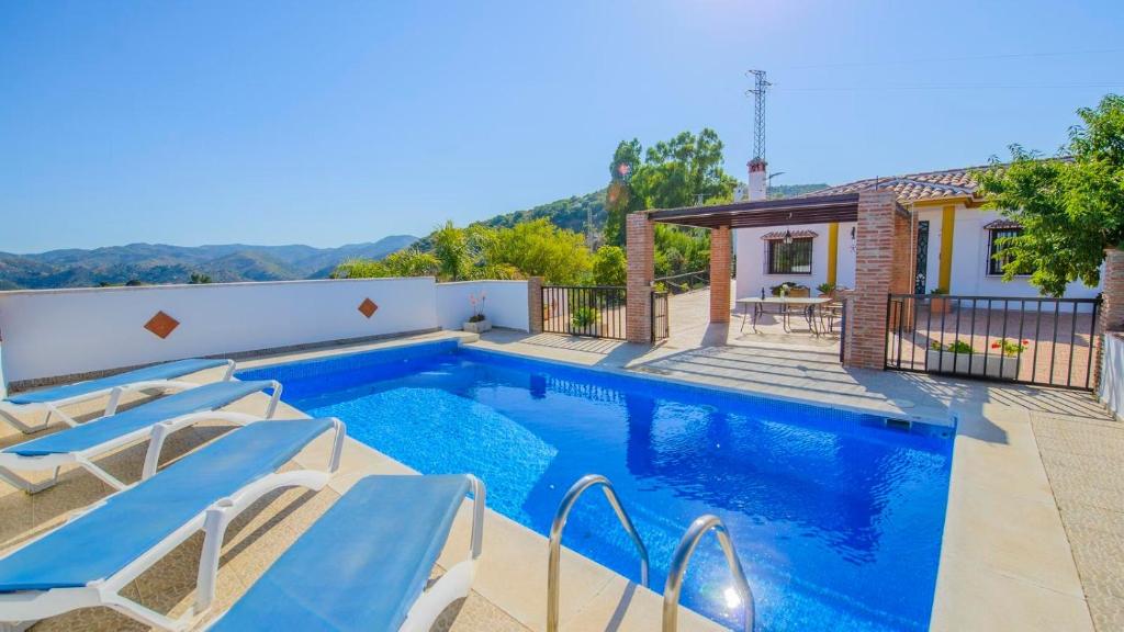 eine Villa mit einem Pool und einem Haus in der Unterkunft El Romo Colmenar by Ruralidays in Colmenar