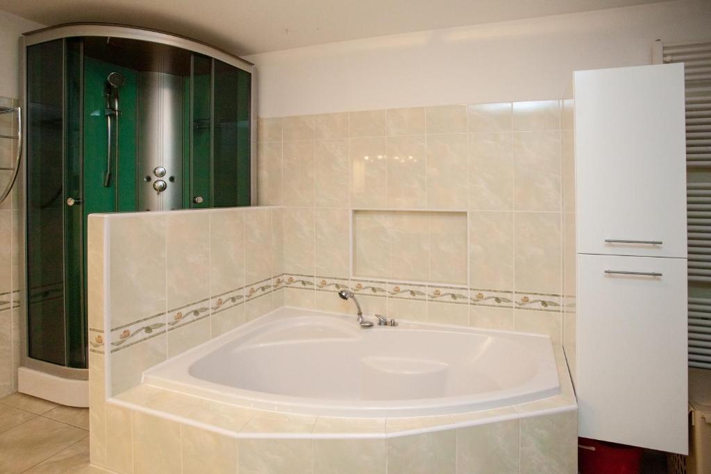 Koupelna v ubytování Apartmány NaVyhlídce