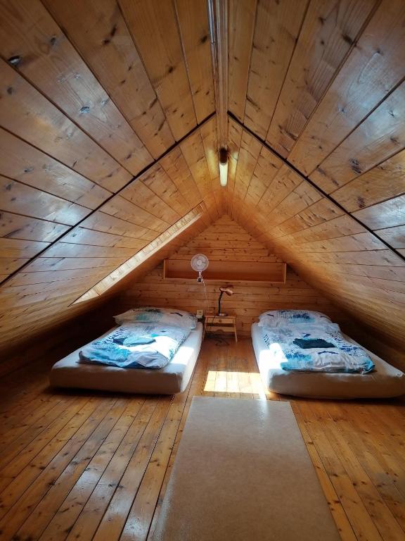 Postel nebo postele na pokoji v ubytování Chata Slapy - Ždáň