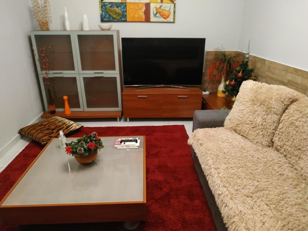 Televízia a/alebo spoločenská miestnosť v ubytovaní Linda's house