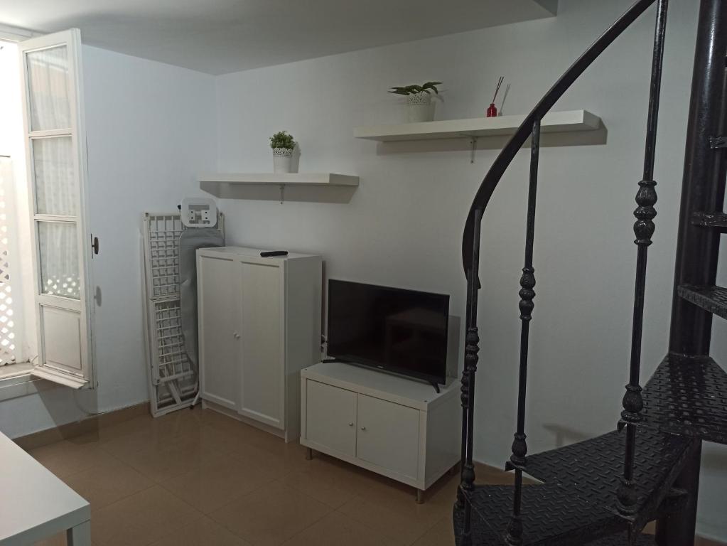 Televízia a/alebo spoločenská miestnosť v ubytovaní Duplex Cadiz Centro