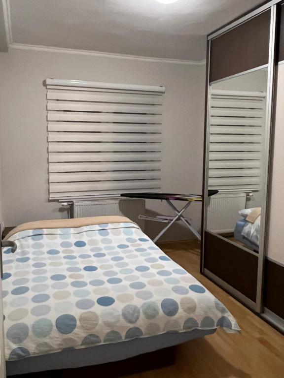 una camera con un letto e una grande finestra di Apartman Nada a Bijeljina