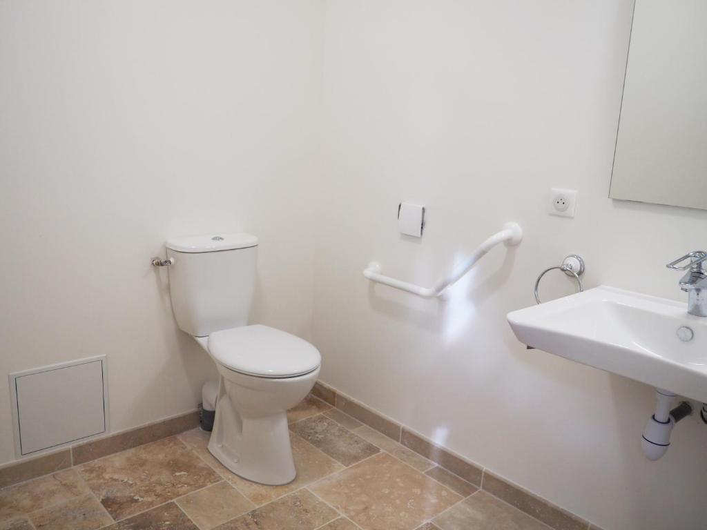 łazienka z toaletą i umywalką w obiekcie Château de Parançay - 15 people lodge w mieście Bernay