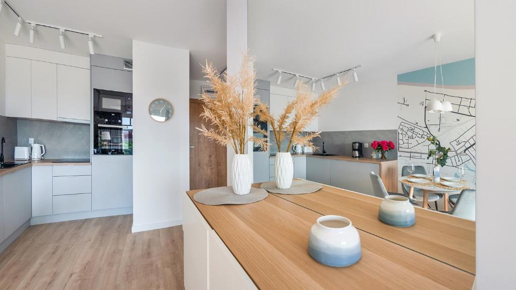 Kuchyňa alebo kuchynka v ubytovaní Apartament Lux City 17 F Perłowa Przystań- Holiday City