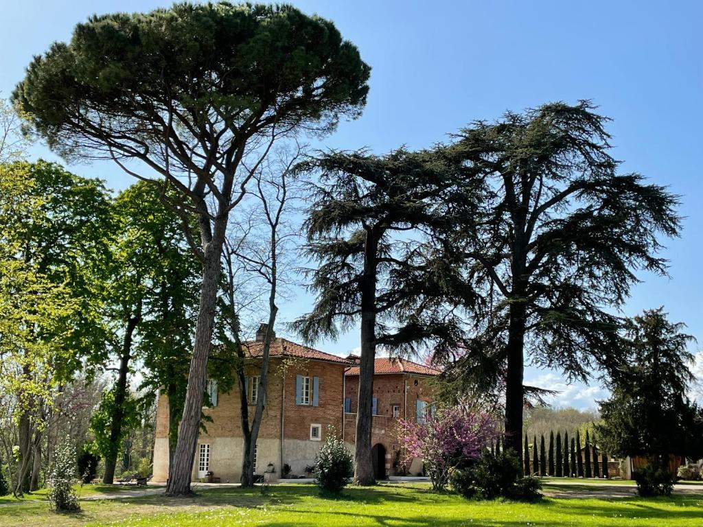 a house with two trees in front of it at CHATEAU DU GO in Albi