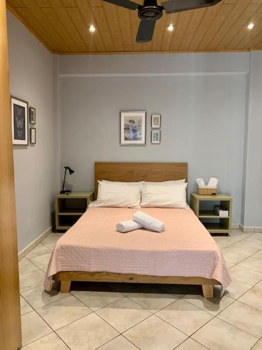 Posteľ alebo postele v izbe v ubytovaní Beautiful apartment Athens Keramikos