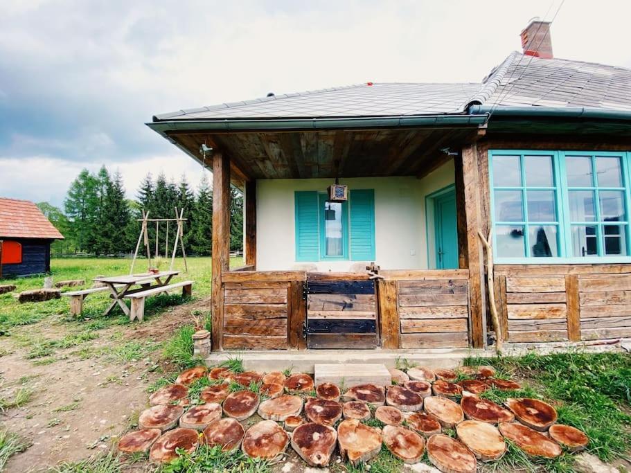 Ein Haus mit einem Haufen Holz davor. in der Unterkunft Comandau 11 in Comandău