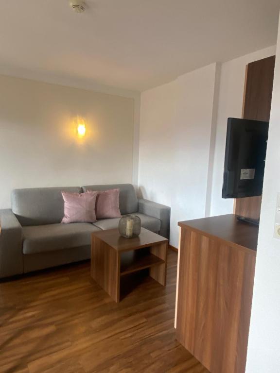 Televízia a/alebo spoločenská miestnosť v ubytovaní Apart Berghof