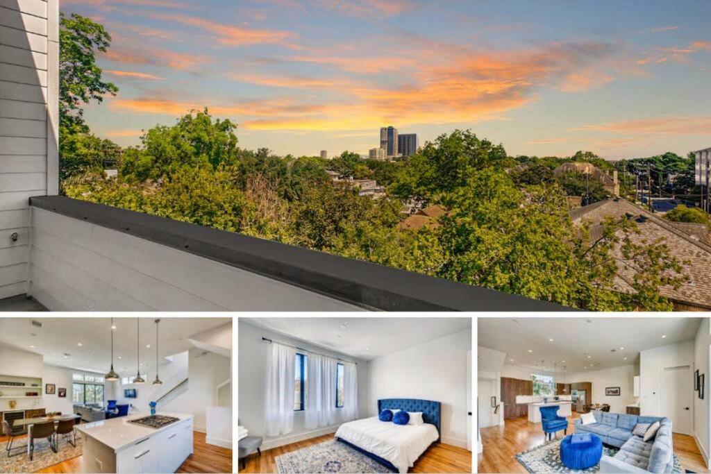 un collage di foto di una casa di 4 Story Home Mins To Downtown Houston with City Views a Houston