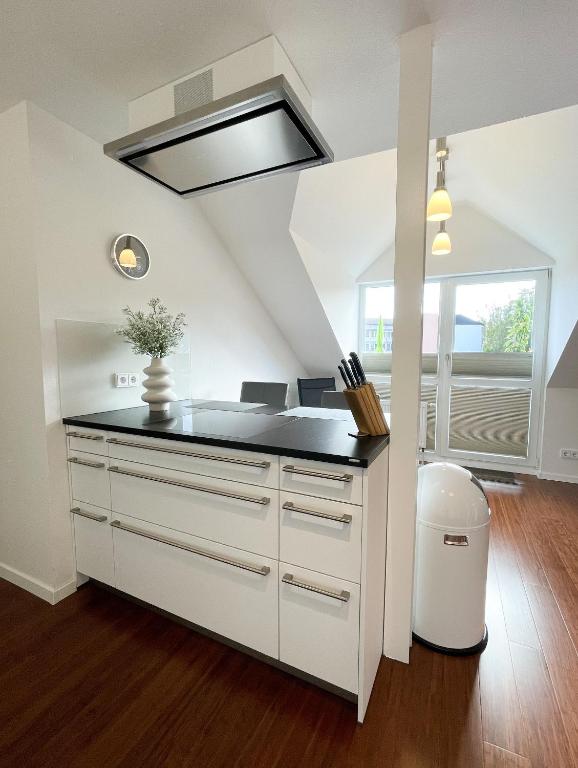 Kuchyň nebo kuchyňský kout v ubytování Ferienwohnung am Alexbad