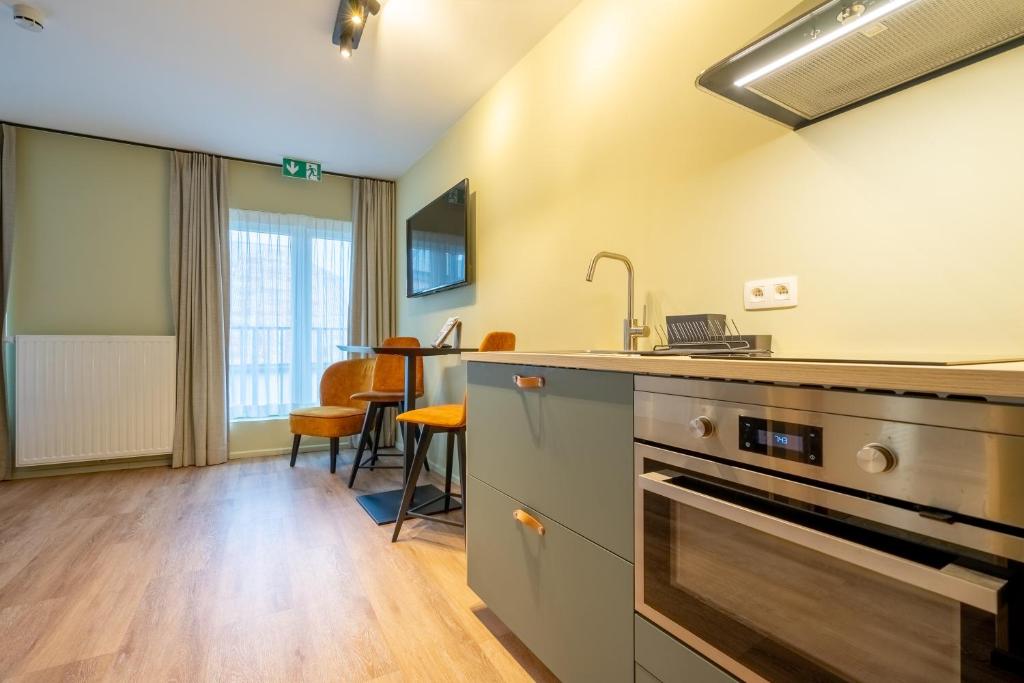 Kuchyň nebo kuchyňský kout v ubytování Appart hôtel En Ville