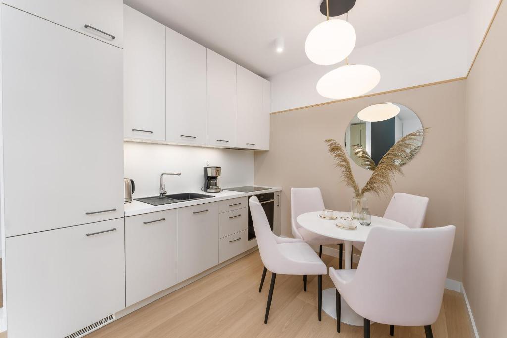 Kuchyň nebo kuchyňský kout v ubytování Aqua Polanki Bodnar Apartments