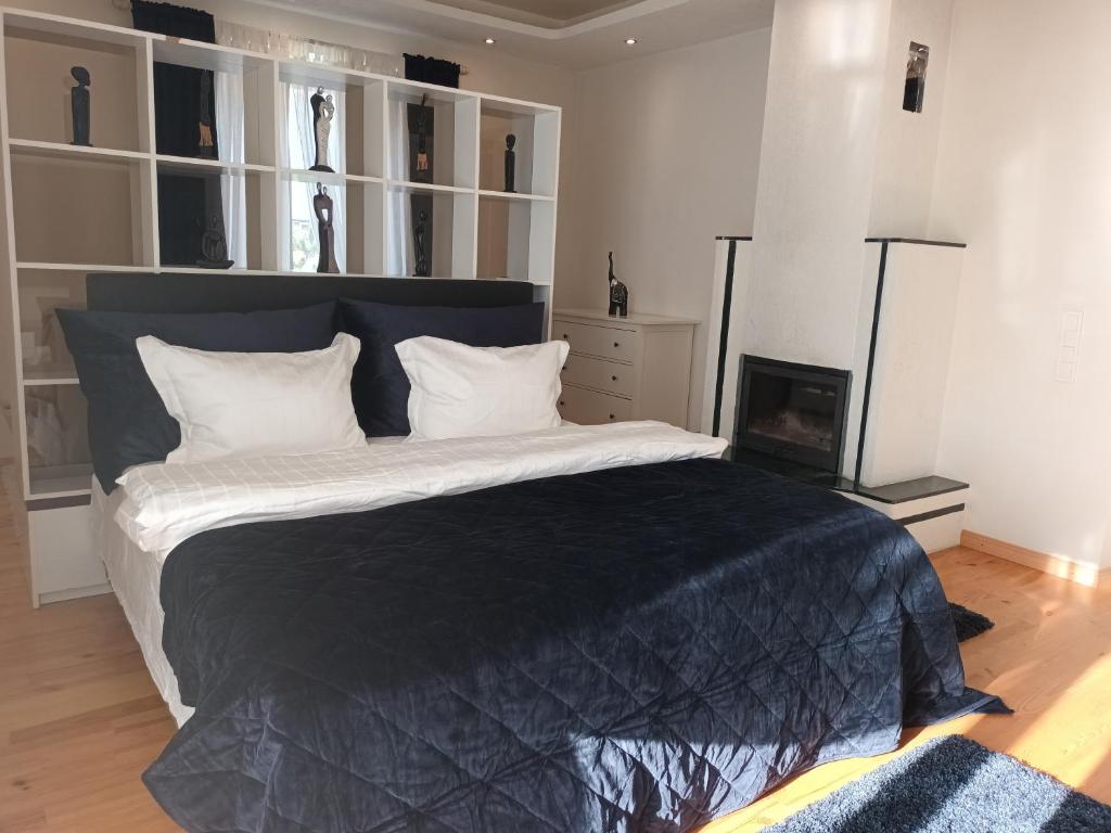 Postel nebo postele na pokoji v ubytování Skaistakalnio apartamentai