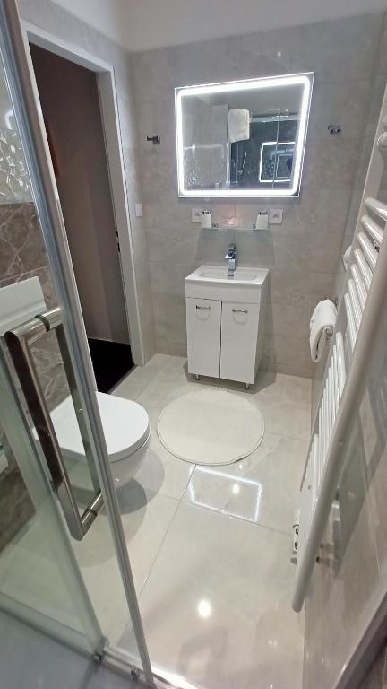 Koupelna v ubytování Apartmany Železná Ruda